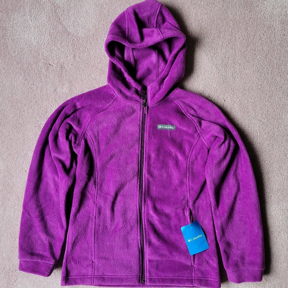 NWT Columbia Benton II Hoodie Youth Girl Large Purple Fleece Hooded Jacket